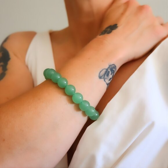 Genuine Jade and Sterling Silver Bracelet with 925 Sterling Silver - Picture 4 of 6